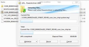 extracting the .tar file extract system image