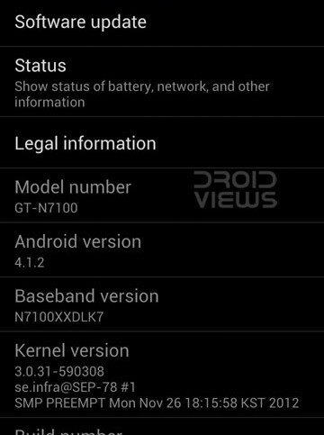 Android 4.1.2 JB Galaxy Note 2