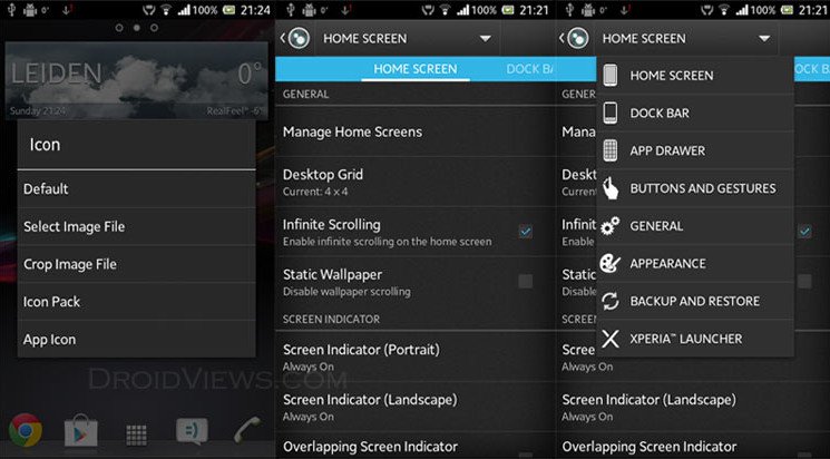 Xperia Z Launcher-options