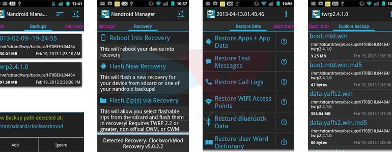 Nandroid Manager Screenshots