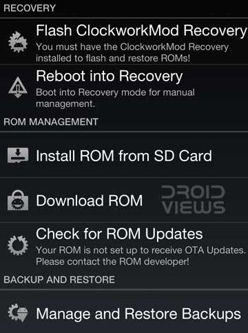 rom-manager boot in recovery mode
