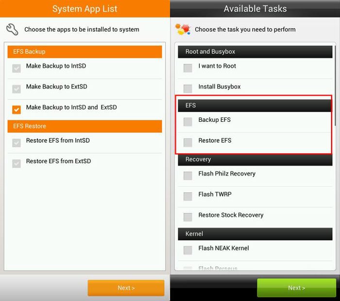 Aroma Installer efs backup