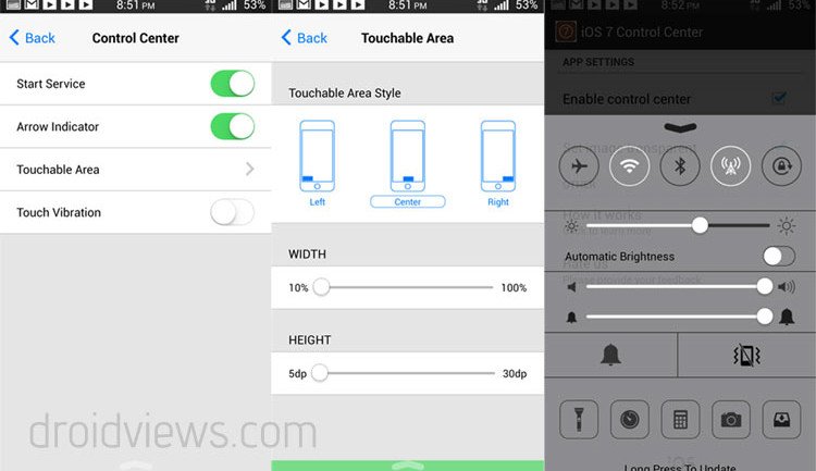 iOS 7 Style Control Center