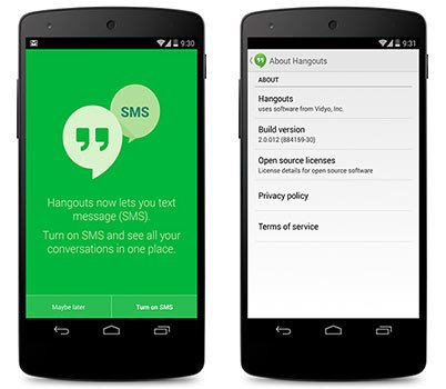 android kitkat 4.4 apps Hangouts