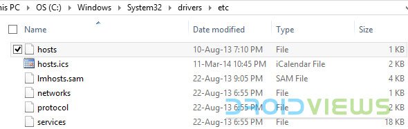 system32 hosts file