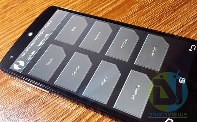 nexus 5 twrp menu