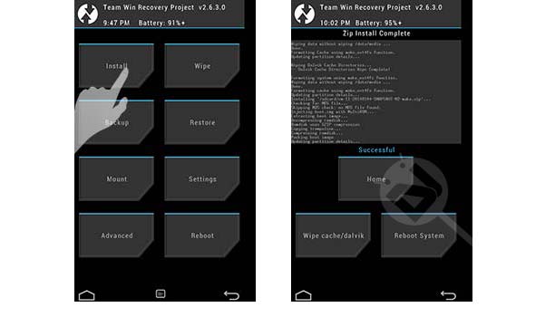 twrp recovery install rom