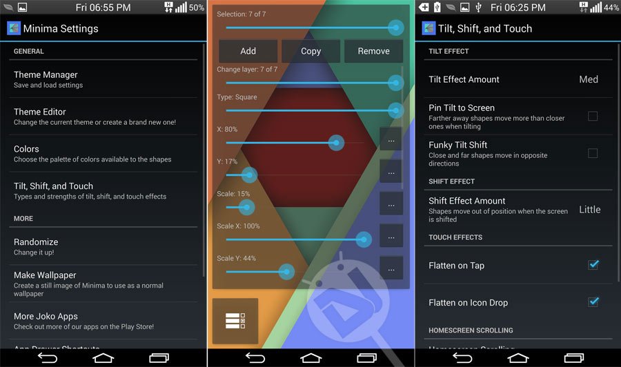 Minima Live Wallpaper settings