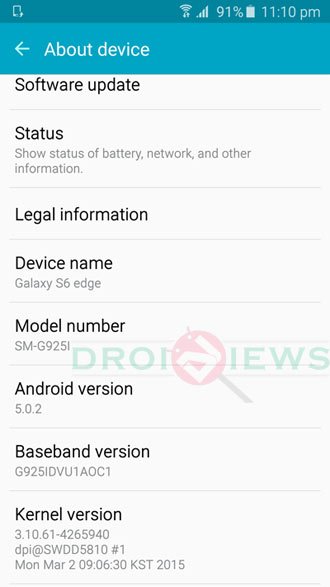 galaxy s6 edge about device