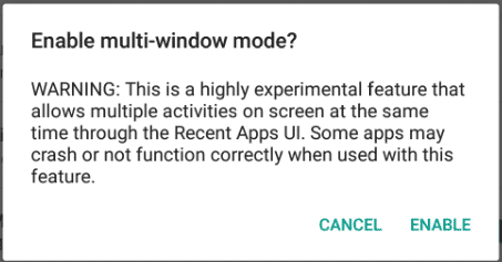 Multi-Window Mode warning on Android M