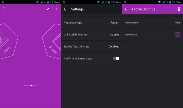 Hexlock security app settings