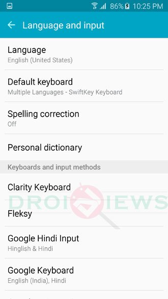 language settings galaxy s6 edge