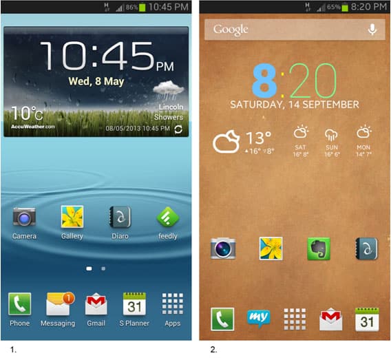 home screen widgets