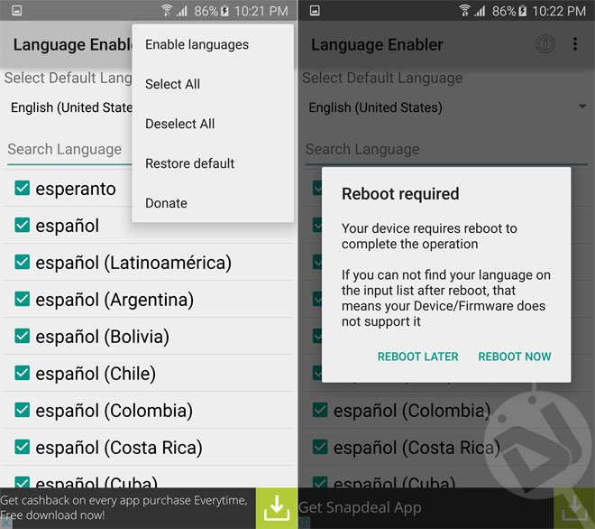 enable language packs on samsung