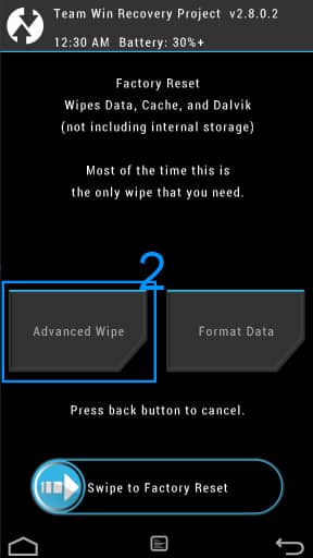 TWRP Advanced Wipe