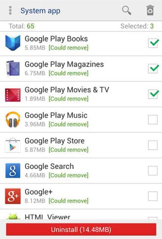 Uninstall unused apps