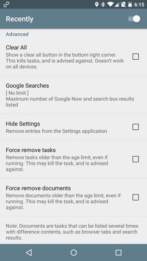 recently app android
