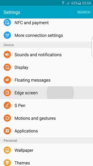 edge screen settings