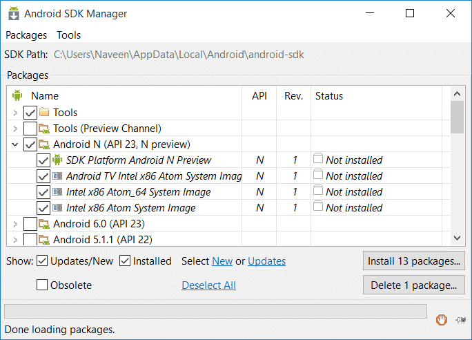 download android N SDK