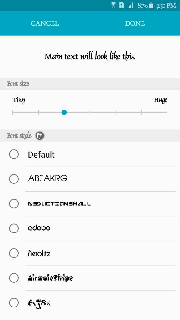 Flipfonts preview Galaxy s5