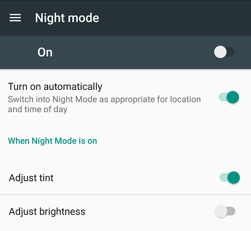 night mode nougat