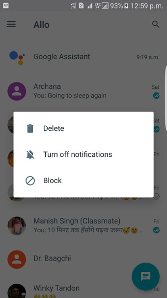 delete conversation allo