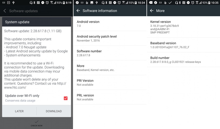 HTC 10 Nougat Update