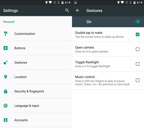 OnePlus 3T gesture control