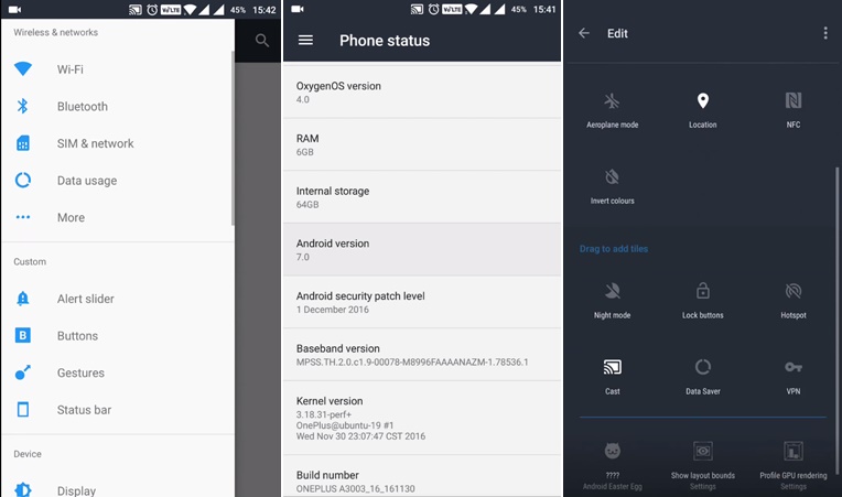 oneplus 3 nougat build openos