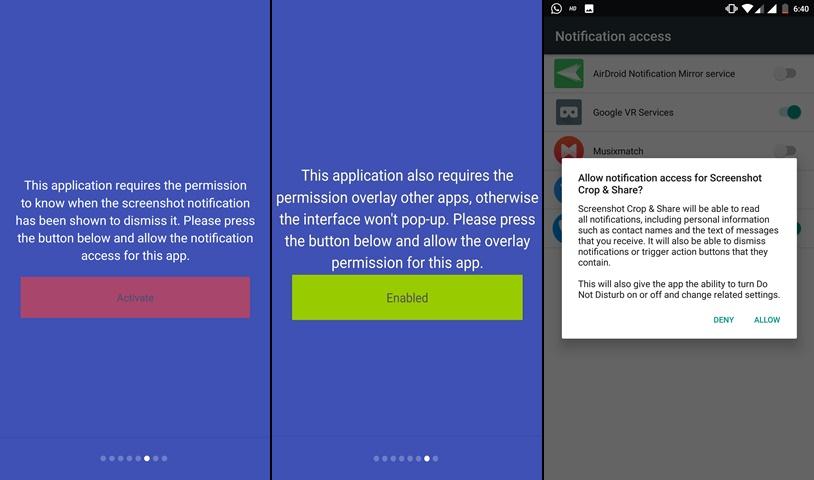 screenshot crop and share permissions