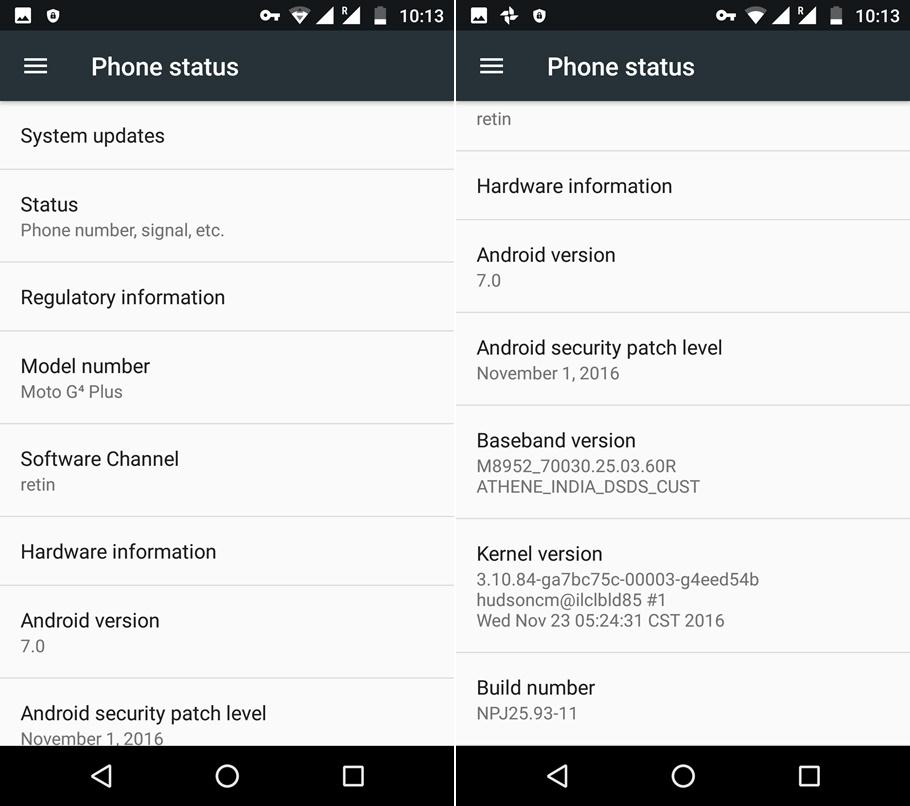 moto g4 plus nougat update