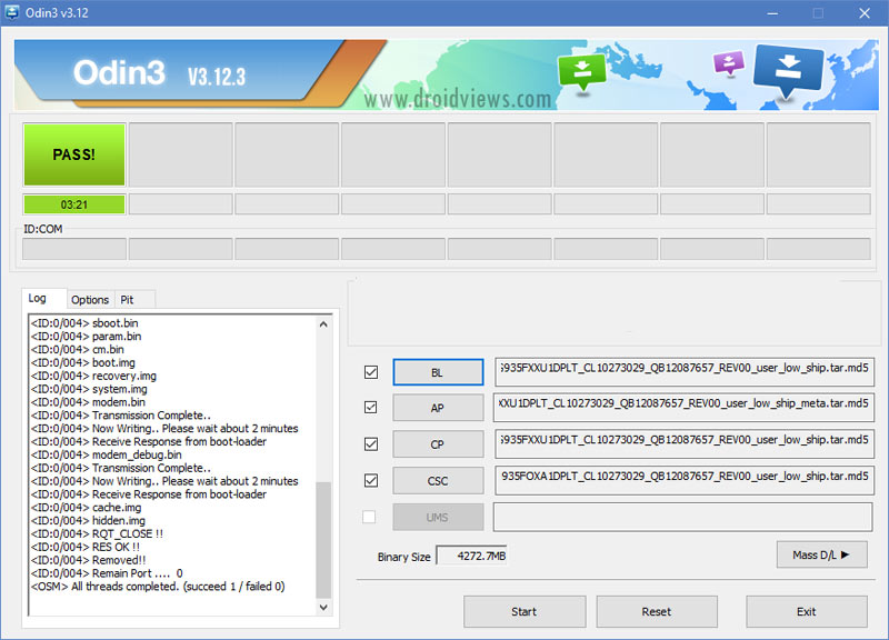 samsung firmware flashed in odin