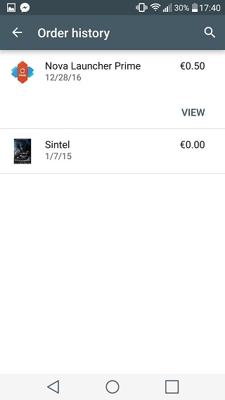 Purchased Apps in Google Play Store