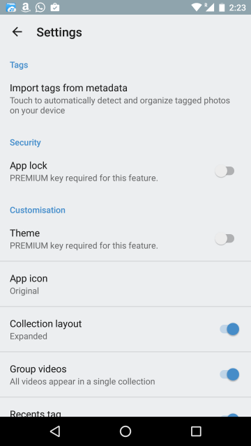focus gallery with fingerprint support