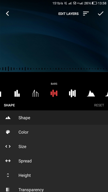 Customization Options in MUVIZ Nav Bar Audio Visualizer
