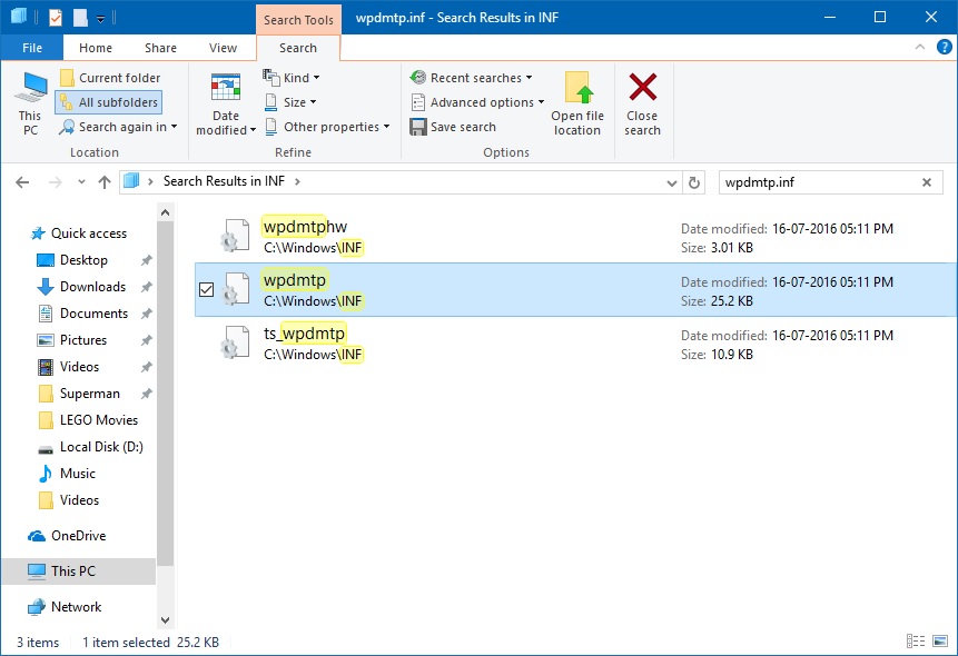 Fix MTP driver installation on Windows 10