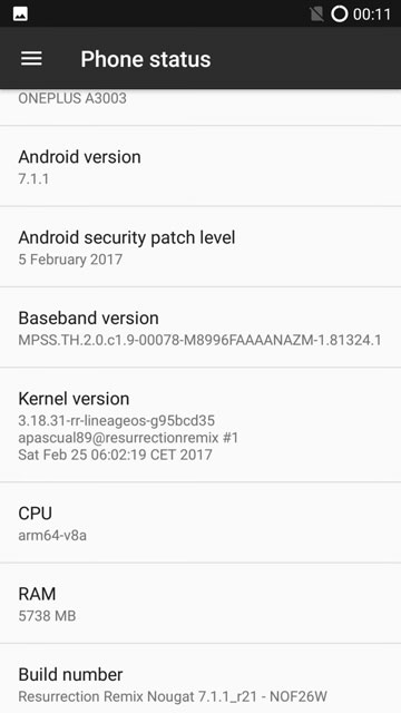 Resurrection Remix phone settings