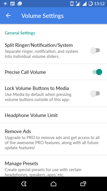 volume settings