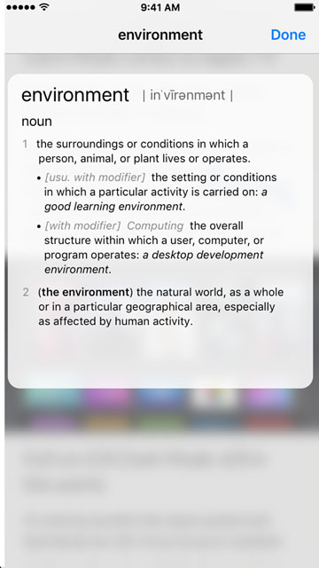 google now on tap dictionary