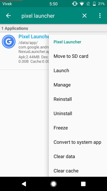 Pixel launcher android O