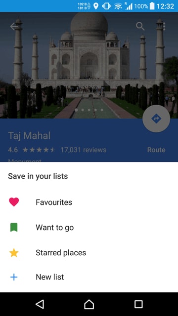 lists in Google Maps