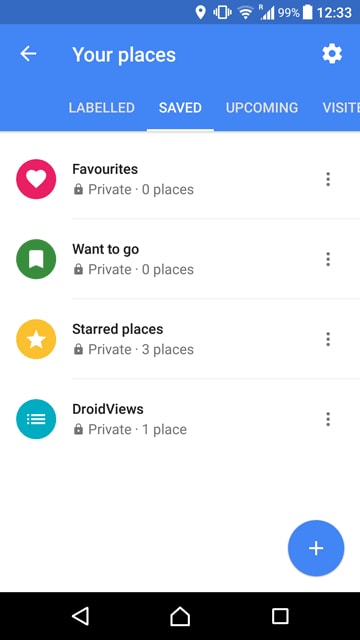 lists in Google Maps