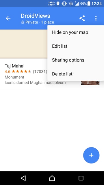 lists in Google Maps