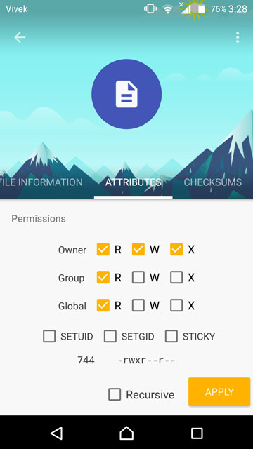 set file permission