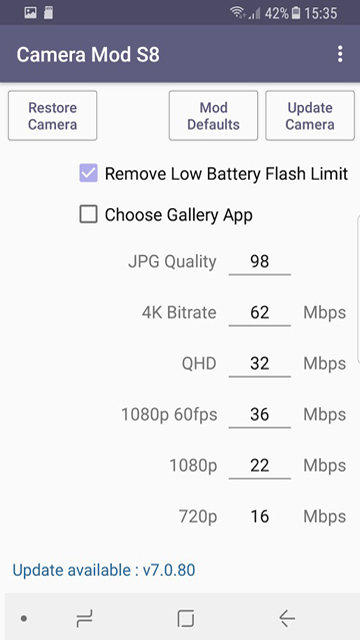 Zero camera mod for samsung galaxy s8