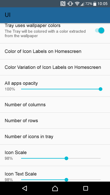 Lawnchair UI Settings