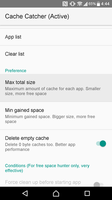 automatically clear Android app cache
