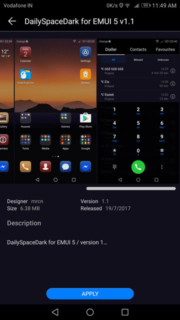 Honor 8 Pro emui 5 dark theme