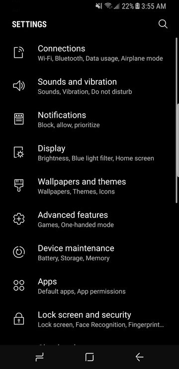 night theme on galaxy s8