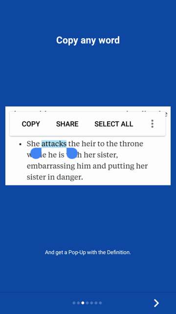 Look Up dictionary copy word